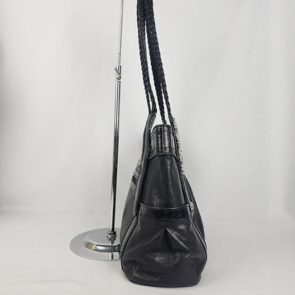 Brighton Black Leather Croc Print Tote Purse - Picture 4 of 15